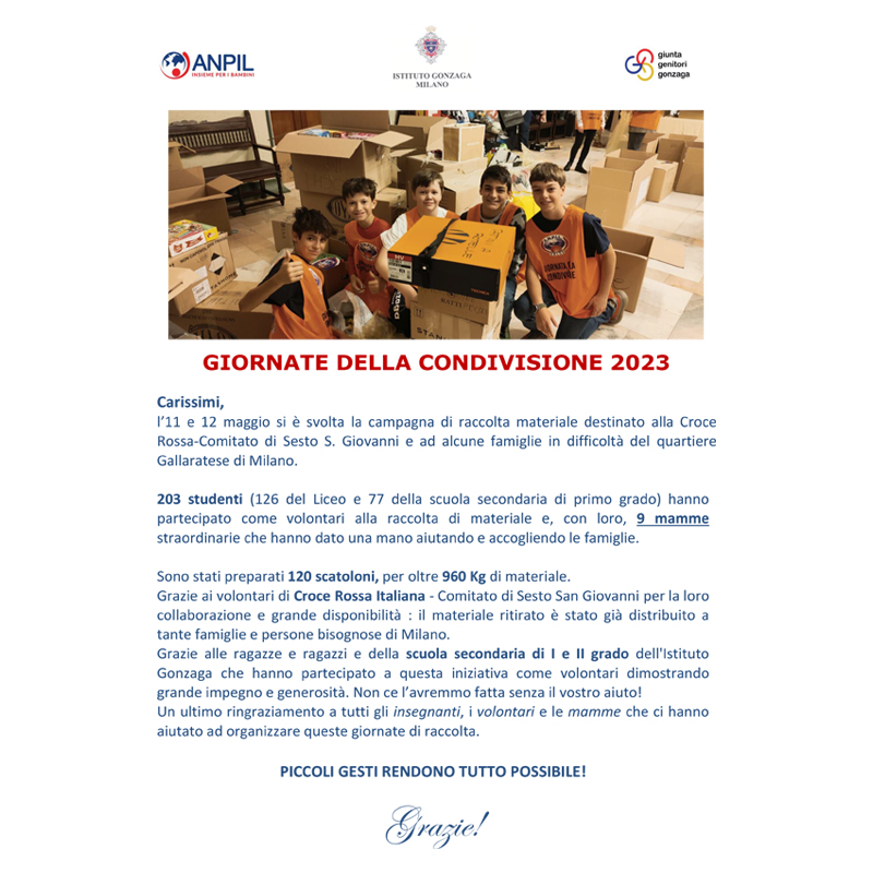 Giornate della Condivisione 2023/Ringraziamenti giornate della condivisione 2023 ringraziamenti